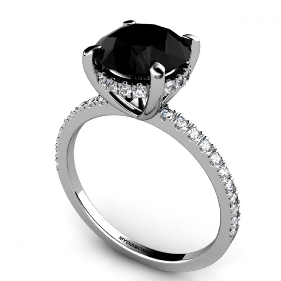 Vintage Pave Wedding Ring For Women With Black Diamond In 18k White Gold Fascinating Diamonds