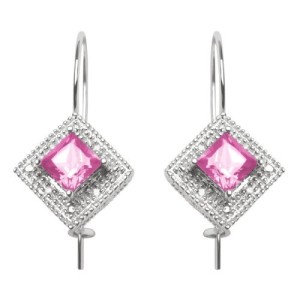 Squared pink diamond earrings