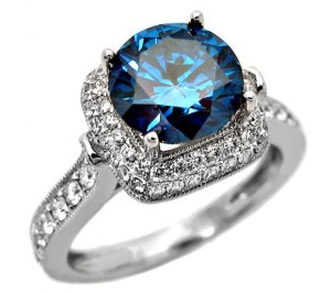 dark blue diamond engagement ring