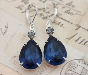 lovely navy blue diamond earrings