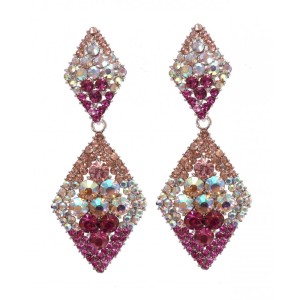 pink and opal diamond shaped earrings