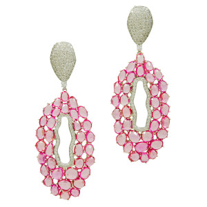 sparkly pink diamond earrings