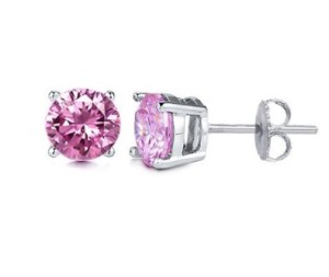 trendy and stylish pink diamond stud earrings