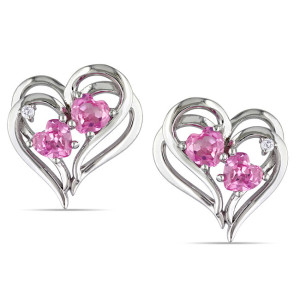 heart shaped pink diamond earrings