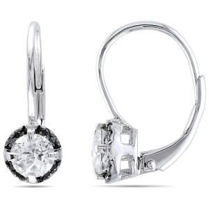 rhodium leverback diamond earrings