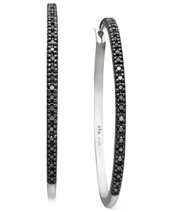 trendy black diamond hoop earrings